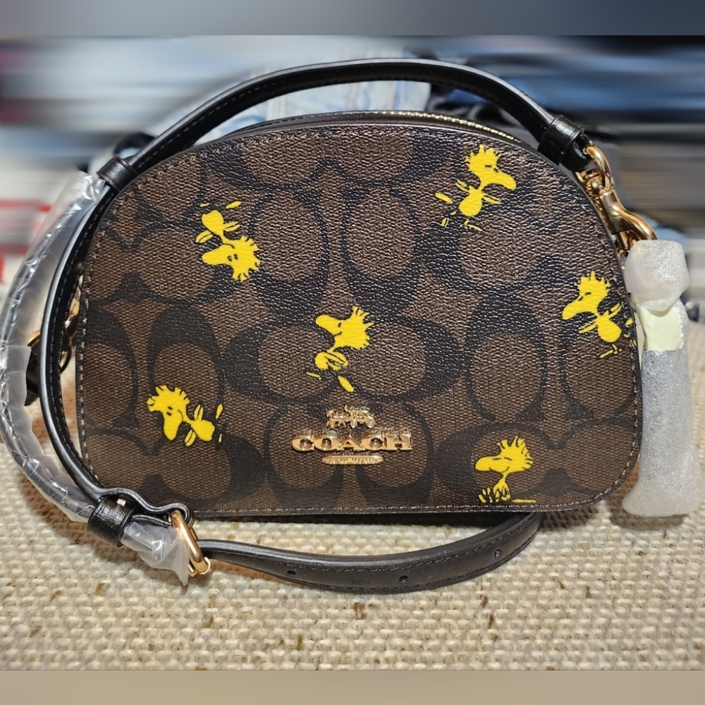 SOLD Coach X Peanuts Mini Serena Crossbody In Signature Canvas With Woodstock